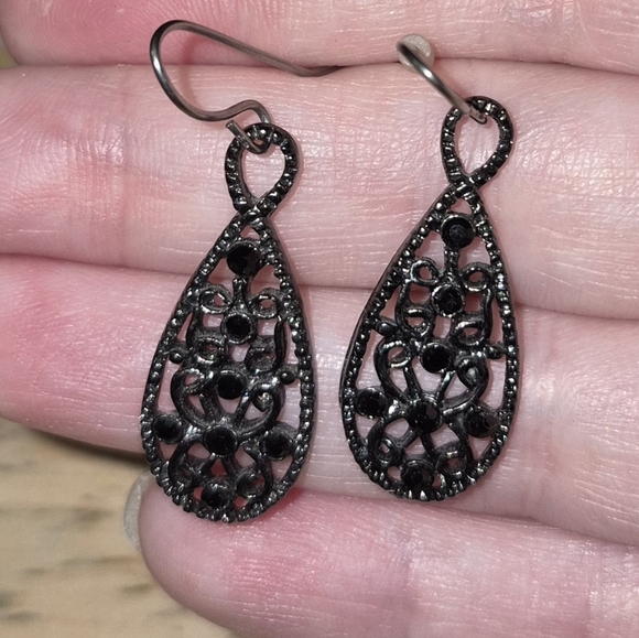 Jewelry - Black Rhinestone Earrings